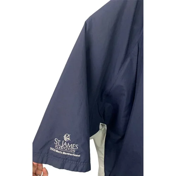 Adidas Windbreaker Jacket Men Medium M Golf Short Sleeve Blue Vintage Zip Button - Picture 5 of 9